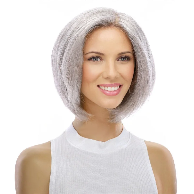 Peruvian - human - hair wig with a soft and manageable feel12" Halle Silk Top Wig Snow Grey