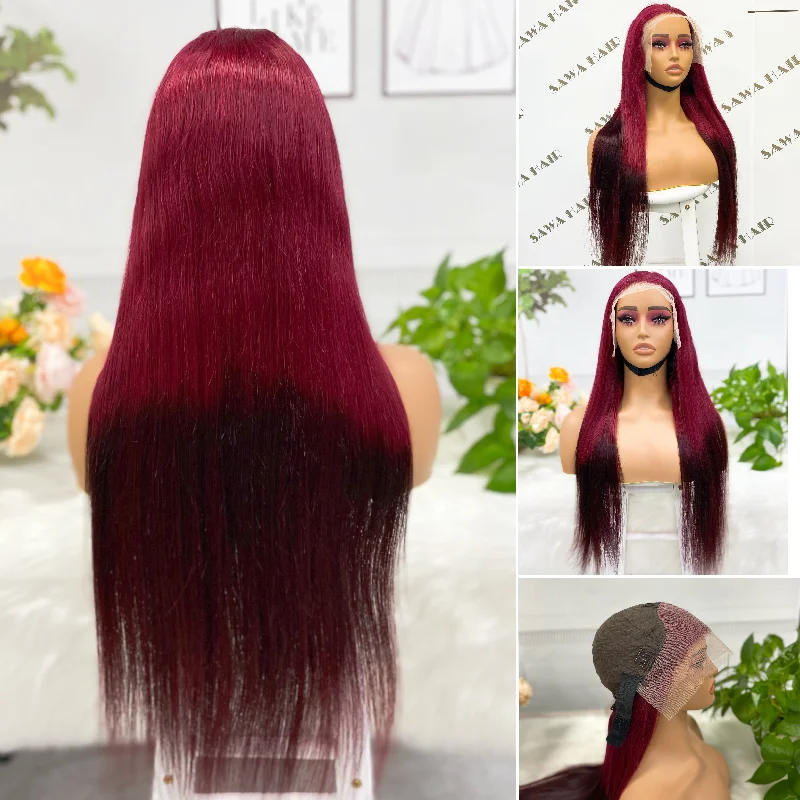 Lace wig with a side - swept bang for a sophisticated look13*4 Lace Wig Straight Natural Human Hair Lace Wigs Color T99/2# 250% Density