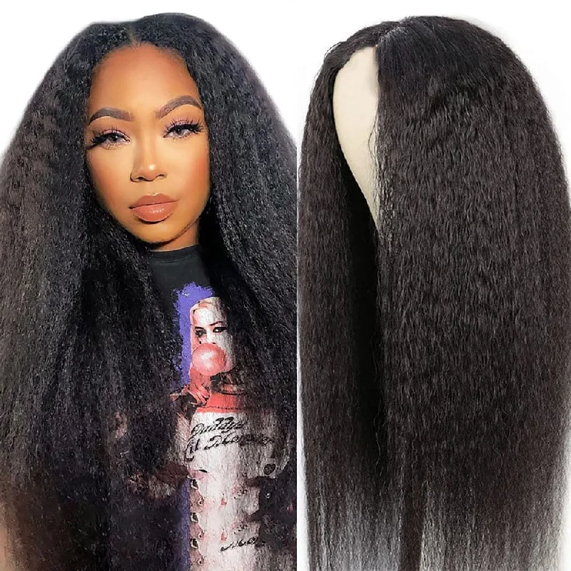 Human - hair wig in a jet - black color for a classic and timeless lookYaki -Straight 13×4 HD Transparent Lace Front Human Hair Wigs Sterly Hair