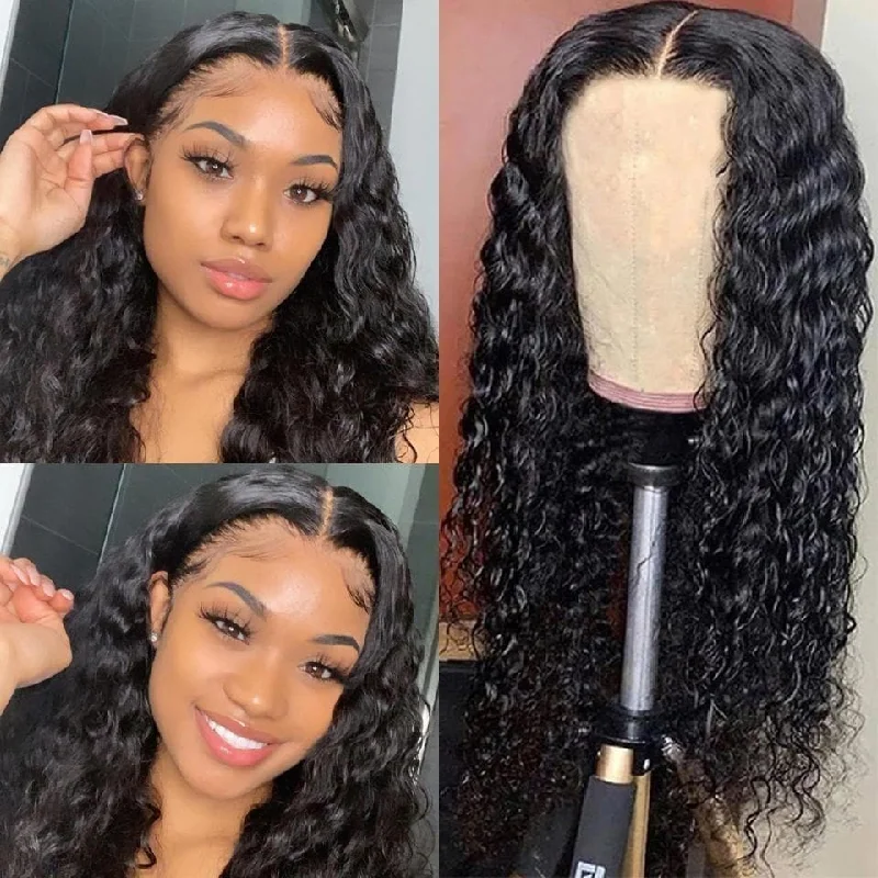 Malaysian - human - hair wig with a smooth and silky textureSterly Water Wave 4×4 HD Transparent Lace Closure Wigs Human Hair Wigs For Women