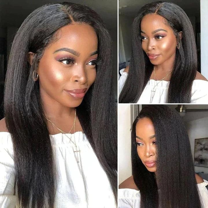 Human - hair wig with a 180 - density for a full and thick appearanceSterly Yaki -Straight 5x5 13x6 Transparent Lace Wig Lace Frontal Closure Wigs Human Hair