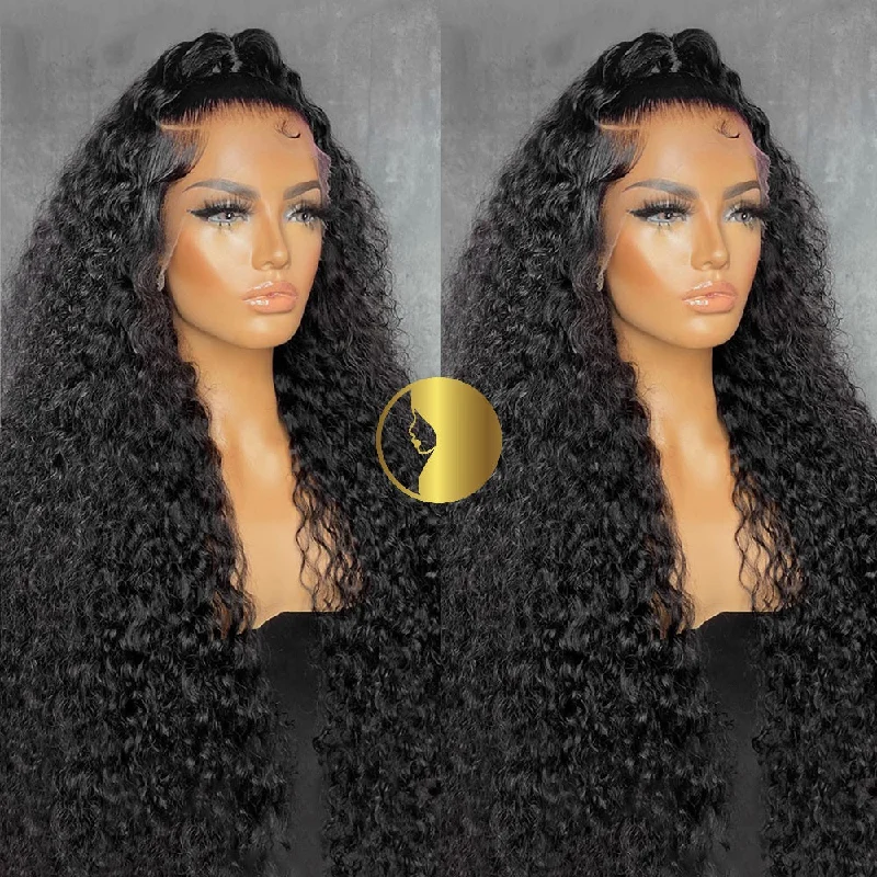 Synthetic lace wig with a heat - resistant formula50 inch Deep Wave Virgin Human Hair Wig and 50 inch Deep Wave Raw Hair Wig