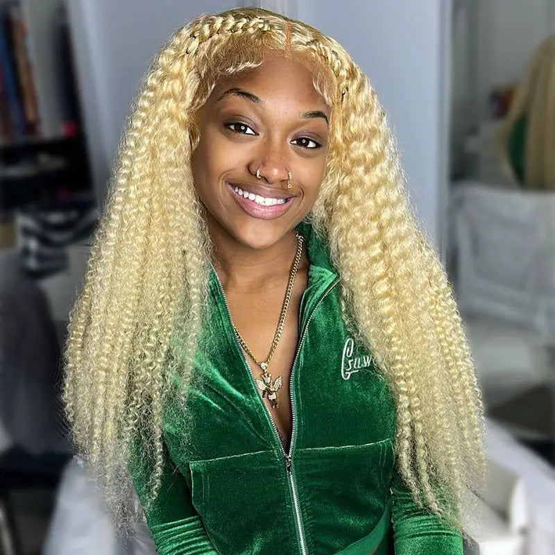 Lace wig with a straight texture for a sleek and minimalist look613 Blonde Deep Wave 13x4 Lace Front Wig Transparent HD Lace Human Hair