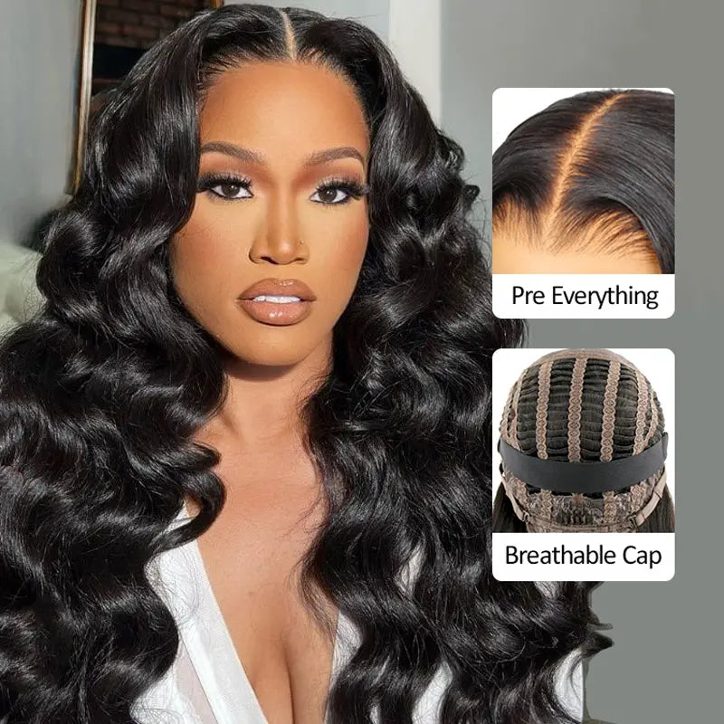 Lace wig with a natural - looking root for a more realistic lookAir Wig | Ready To Go Body Wave 13x4 HD Transparent Lace Human Hair Wig Easy on Easy off with Pre Plucked Hairline & Bleached Knots