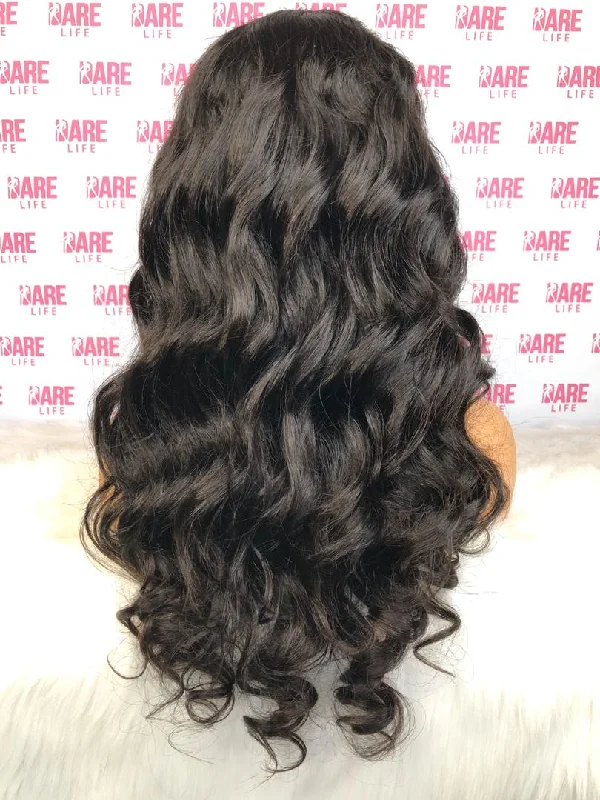 Lace wig with a 13x4 lace frontal for a wide - parting areaBrazilian Invisible Knot HD Lace Wigs