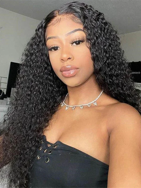 Human - hair lace wig for a luxurious and natural feelKinky Curly High Density 180% Human Hair 360 Lace Frontal Wig DS18