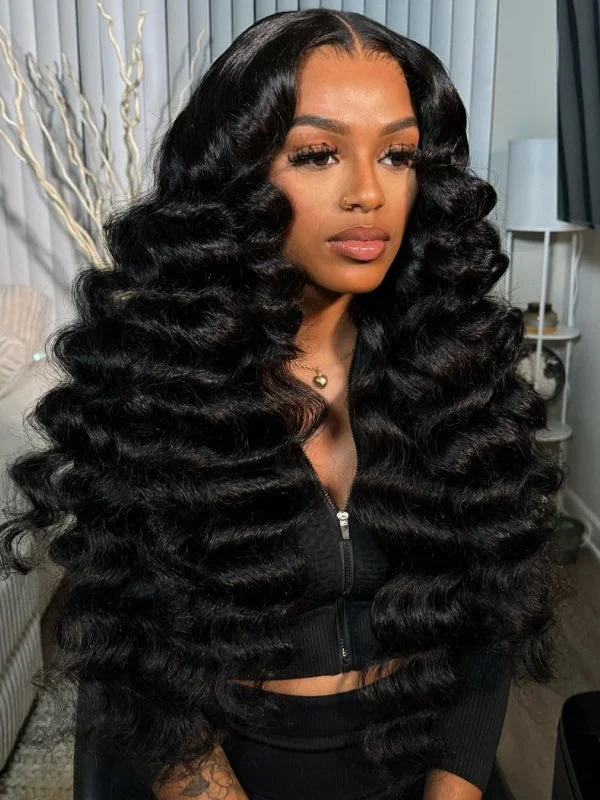 Lace wig with a natural - looking root for a more realistic lookDoubleleafwig Loose Wave Invisible Bleached Knots 13x4 HD Lace Frontal Wig 100% Human Hair LW01