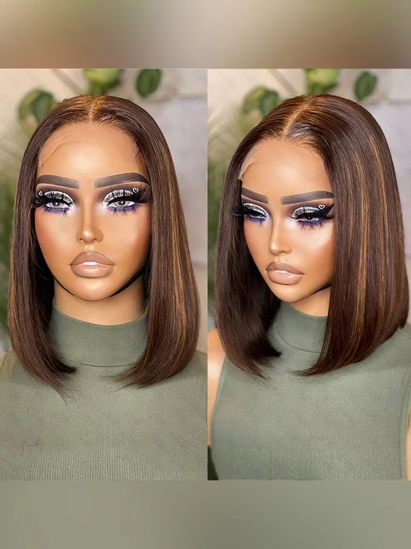 Lace wig with a middle - part for a classic and elegant styleHD Lace 13*4  Highlight Color  Straight  Hair 100% Human Hair  Wig DL547