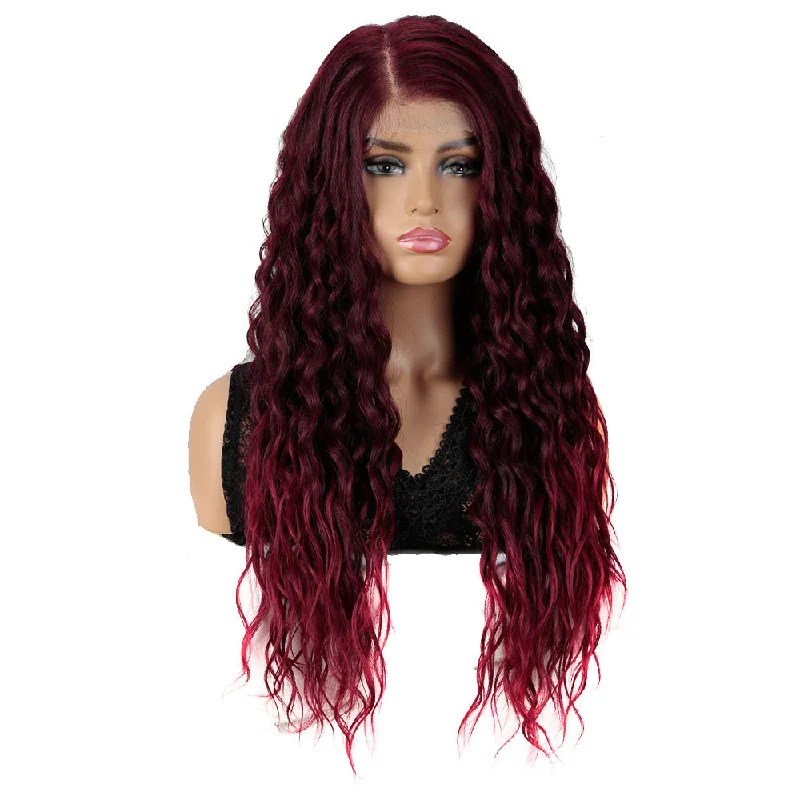 Lace wig with a side - part for a more flattering look360 HD Lace Frontal 28 Inch Long Curly Dark Red Wig | Sophisticate