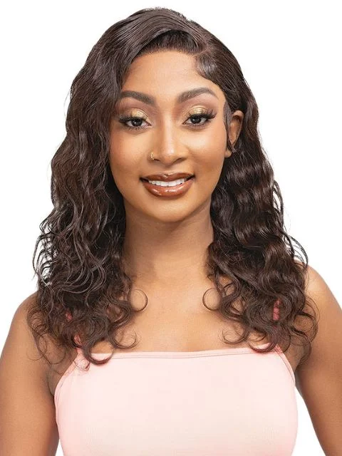 Lace wig with a curly texture for a bold and stylish choiceJanet Collection 100% Natural Virgin Remy Human Hair HD 360 with 13X4 Frontal Part Glueless HAYDEN Lace Wig