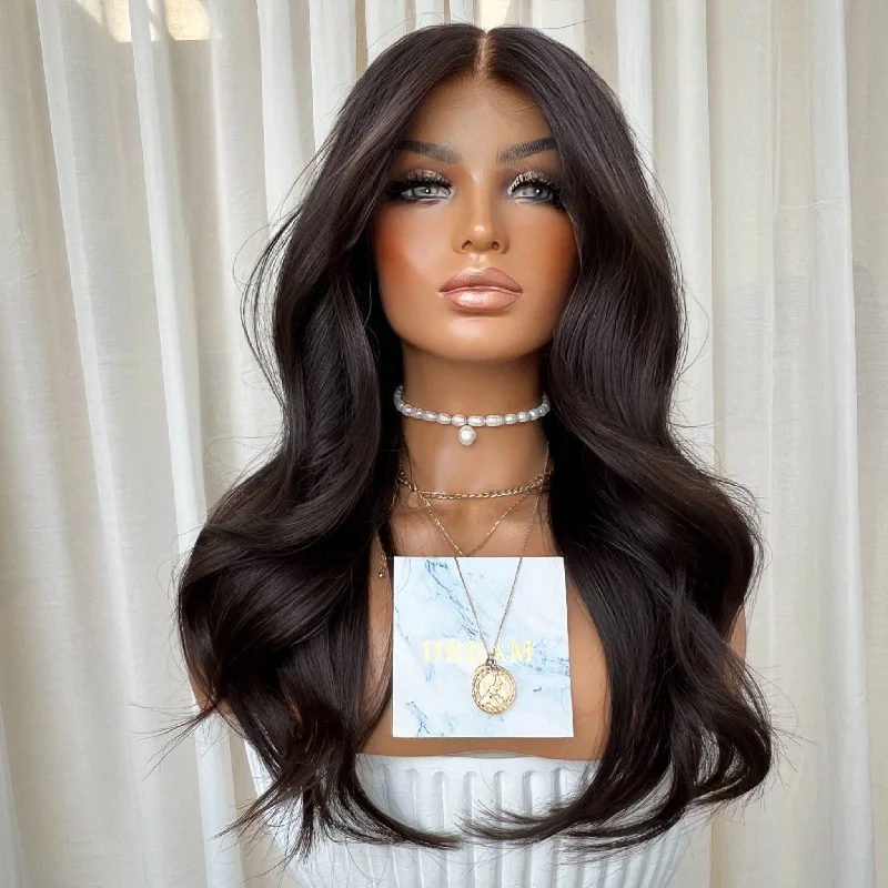 Lace wig with a wispy fringe for a soft and feminine lookKING KYLIE | HD FULL LACE STRETCH CAP