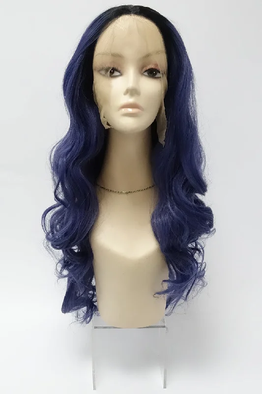 Lace wig with a wispy fringe for a soft and feminine lookLACE W4 - INDIGO OMBRE