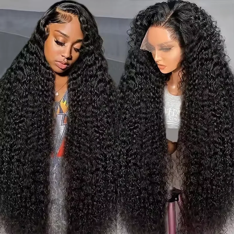 Human - hair wig with a pre - plucked hairline for a more natural lookLong Hair Wigs For Women Deep Wave Human Hair Invisible Wigs 180% Density 32-40inch