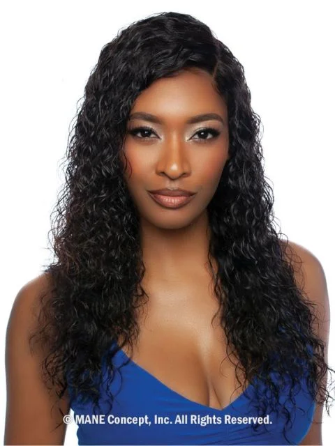 Adjustable - cap lace wig for a comfortable fitMane Concept 100% Unprocessed Human Hair Trill 13x4 HD Glueless Lace Wig - TRE2165 WNW DEEP WAVE24"