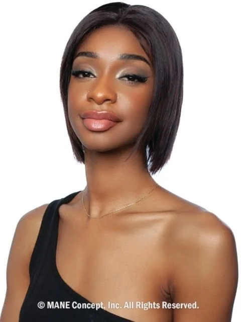 Lace wig with a straight texture for a sleek and minimalist lookMane Concept 100% Unprocessed Human Hair Trill 13x4 HD Glueless Lace Wig - TRE2107 STRAIGHT BOB 10"