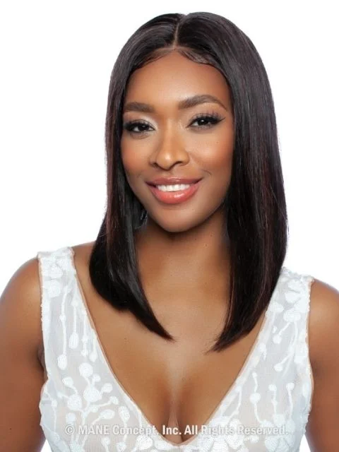 Lace wig with a wavy texture for a beachy lookMane Concept 100% Unprocessed Human Hair Trill 13x4 HD Glueless Lace Wig - TRE2111 STRAIGHT BOB 14"