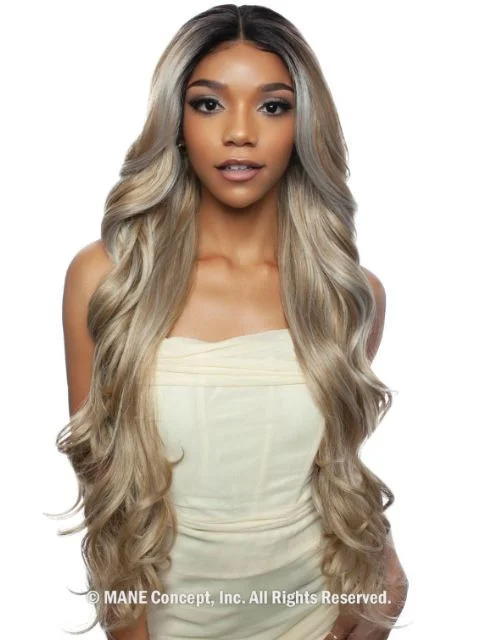 Lace wig with a platinum - blonde color for a bold and trendy lookMane Concept Brown Sugar  HD Clear Lace Front Wig - BSHC296 CAROLYN