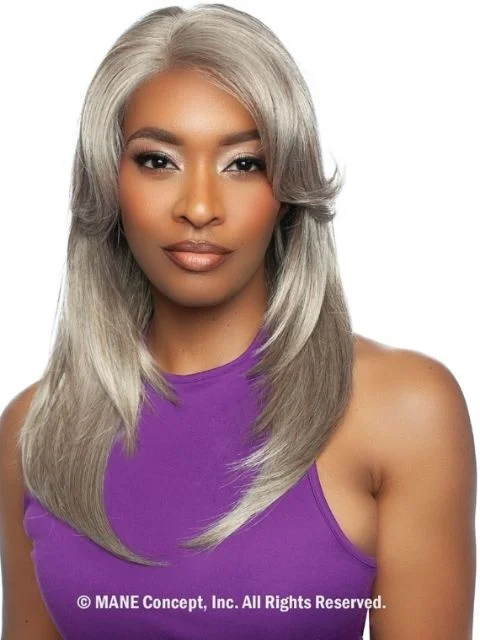 Lace wig with a side - part for a more flattering lookMane Concept Red Carpet HD MatureSlay Curtain Bang Lace Front Wig - RCMS252 CLEA