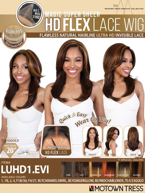 Lace wig with a straight texture for a sleek and minimalist lookMotown Tress HD Flex Invisible Lace Wig - LUHD1.EVI