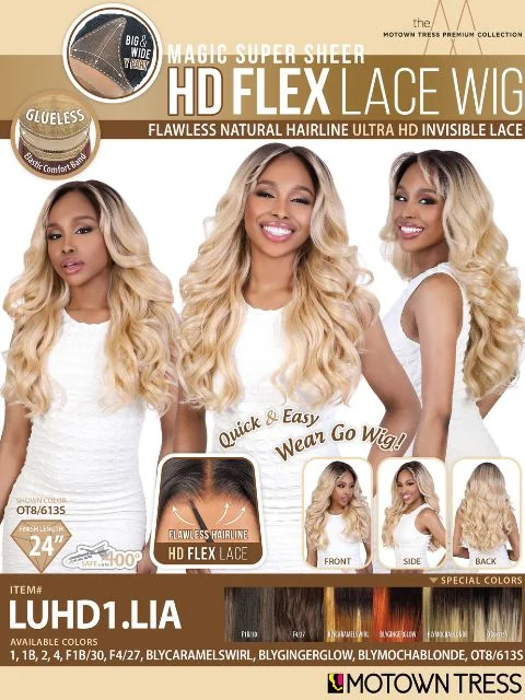 Lace wig with a side - part for a more flattering lookMotown Tress HD Flex Invisible Lace Wig - LUHD1.LIA