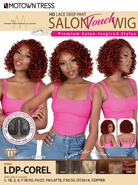 Adjustable - cap lace wig for a comfortable fitMotown Tress Salon Touch Glueless HD Lace Deep Part Lace Wig - LDP-COREL