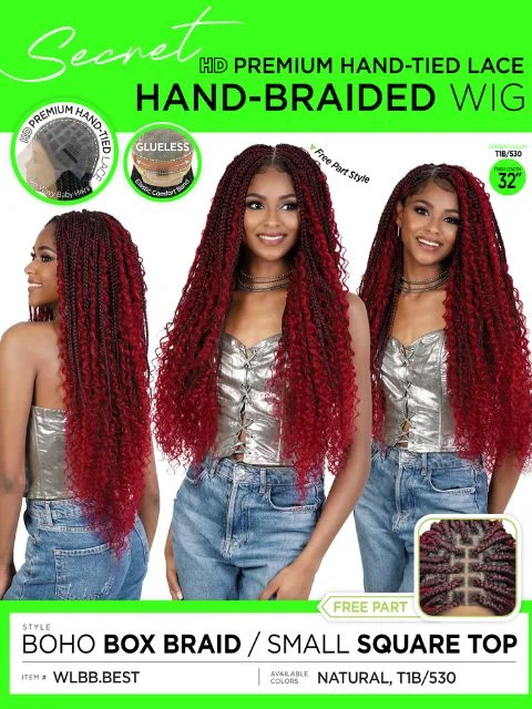 Lace wig with a pre - bleached knot for a natural - looking scalpMotown Tress Secret HD Premium Hand-Tied Lace Hand Braided Wig- WLBB.BEST