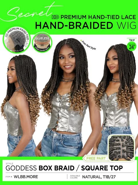 Lace wig with a middle - part for a classic and elegant styleMotown Tress Secret HD Premium Hand-Tied Lace Hand Braided Wig- WLBB.MORE