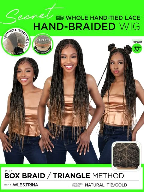 Lace wig with a platinum - blonde color for a bold and trendy lookMotown Tress Secret HD Whole Hand-Tied Lace Hand Braided Wig- WLBS.TRINA