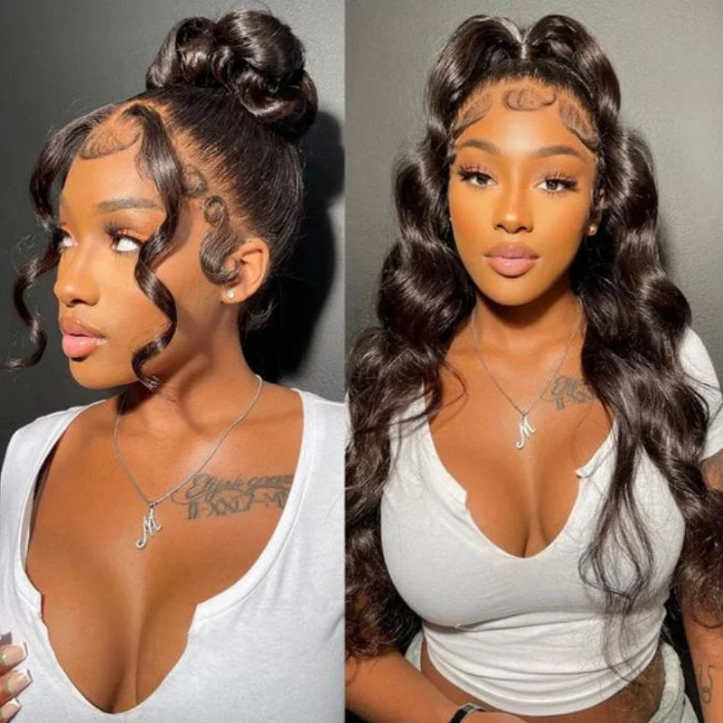 Lace wig with a silk - base cap for a comfortable and smooth feelNew Upgrade Hidden Elastic Strap 360 Lace Frontal Body Wave Wigs Snug Fit All Sizes Human Hair Wigs