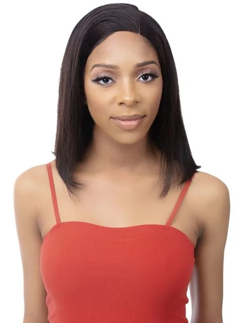 Lace wig with a 13x4 lace frontal for a wide - parting areaNutique Illuze 100% Human Hair 13x4 PLUS LACE BOB 10" HD Lace Front Wig