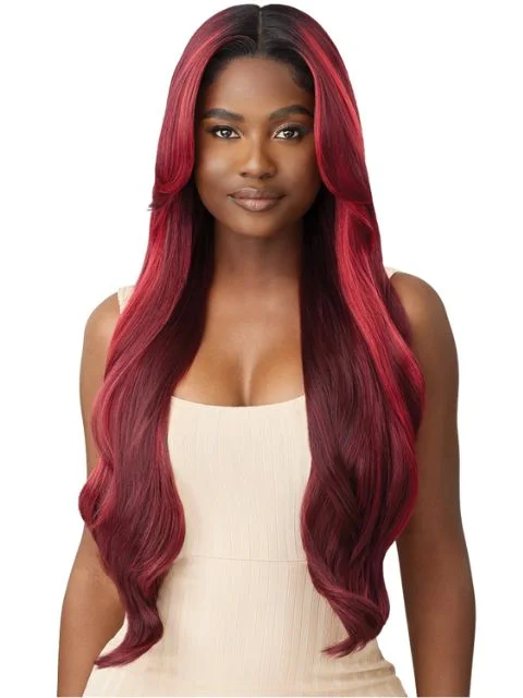 Lace wig with a 13x4 lace frontal for a wide - parting areaOutre Melted Hairline Premium Synthetic Glueless HD Lace Front Wig - MADINA