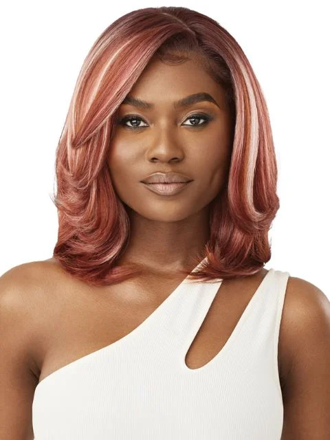 Lace wig in a chocolate - brown color for a rich and warm appearanceOutre Perfect Hairline Fully Hand-Tied 13X4 Glueless HD Lace Front Wig  - MILANI