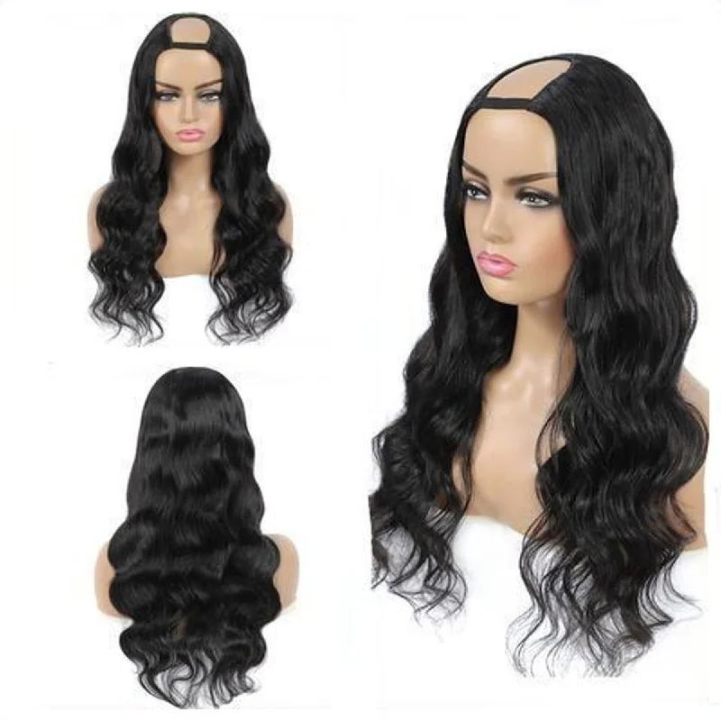 Lace wig with a pre - bleached knot for a natural - looking scalp100% Virgin Human Hair Body Wave U-Part and V-Part Wigs