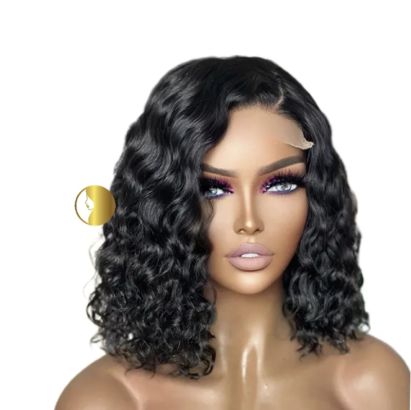 Lace wig with a side - swept bang for a sophisticated lookRaw Cambodian Curly Virgin Lace Frontal Wigs