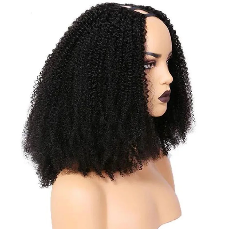 Synthetic lace wig with a heat - resistant formula100% Virgin Kinky Curly U-Part and V-Part Wigs