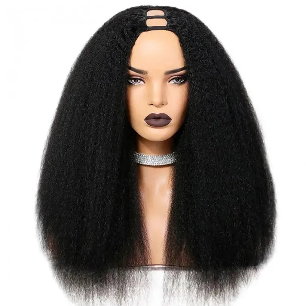 Lace wig with a side - part for a more flattering look100% Virgin Human Hair Kinky Straight U-Part and V-Part Wigs