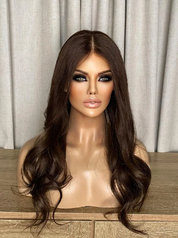 Human - hair wig with a side - swept bang for a sophisticated lookVelvet Radiance | 100% Human Hair Lace Front Wig (Silk Top)