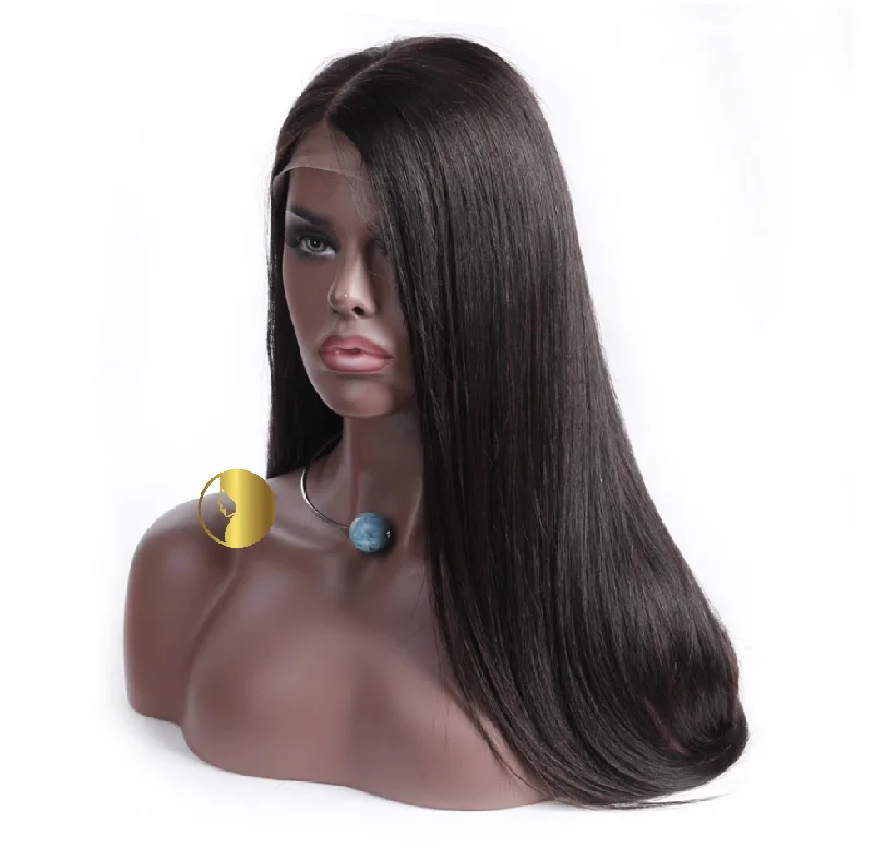 Lace wig with a side - swept bang for a sophisticated look100% Virgin Straight Human Hair Lace Wigs