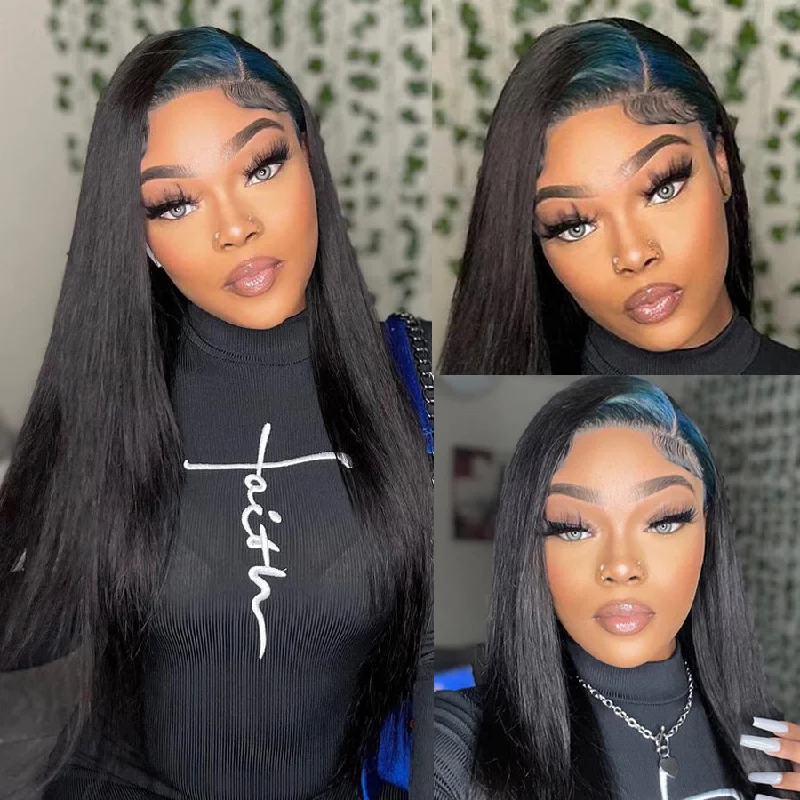 Colored wig in a vibrant pink color for a bold and eye - catching lookBillie Eilish Hairstyles Neon Blue Roots On Nature Black Hair Straight Wigs-Amanda Hair