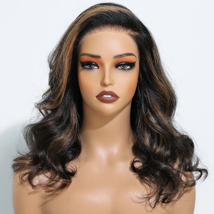 Colored wig with a straight texture for a sleek and minimalist lookBlayage Color Glueless Body Wave Highlight Brown 7x5/13x4 Lace Front Wigs-Amanda Hair