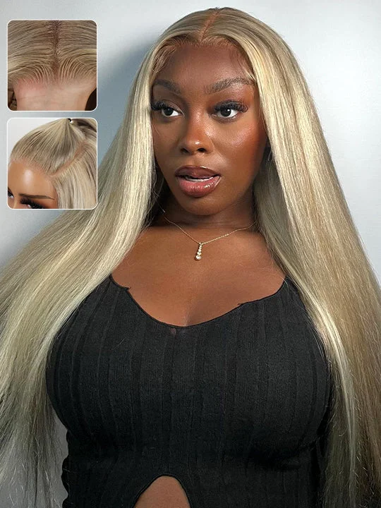 Colored wig with a blue - green ombre effect for a unique and trendy appearance[Wear & Go] Pre-Everything Blonde Balayage Highlights 5x5 Lace Wig Straight Human Hair Wigs