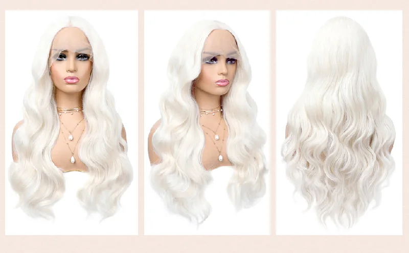 Colored wig with a silver - grey color for a trendy and cool - toned lookHigh Quality Synthetic Lace Front Wig 13x3.5  Platinum Blond Color