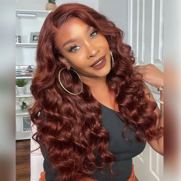 Colored wig with a silk - base cap for a comfortable and smooth feelBenjamin & Akinyi Caroline A. HYPNOTICLAADYY Recommend Junoda Auburn Color Body Wave Lace Front Wig Red Brown Medium Length Hairstyles Trends