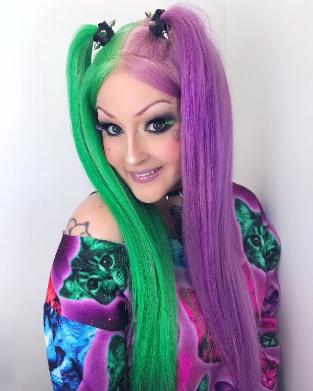 Colored wig with a purple - violet shade for a regal and elegant lookMiss Joker - Fake Scalp Silk Top