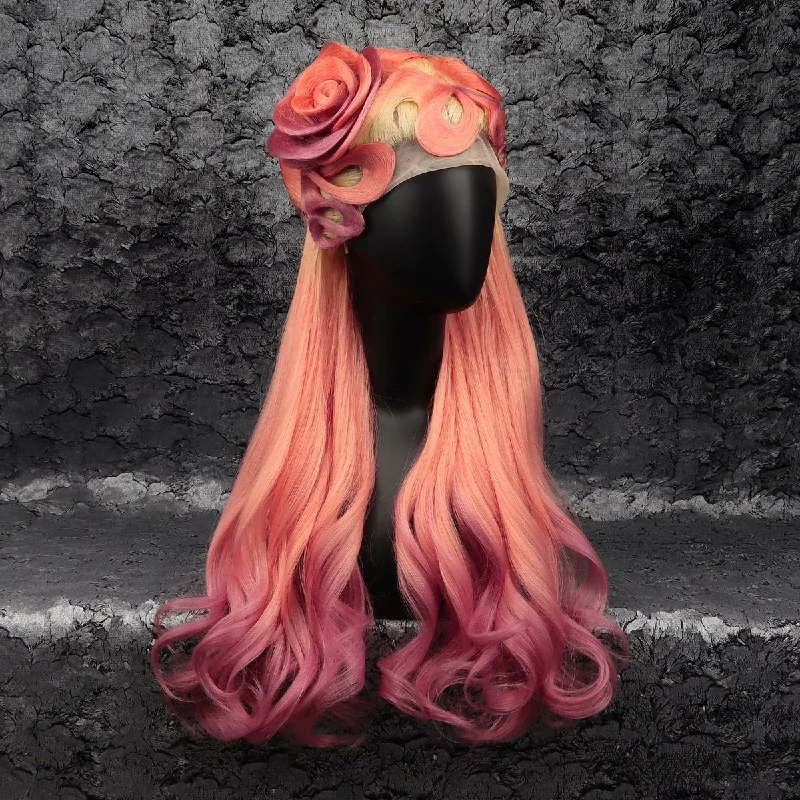 Colored wig with a natural - looking root for a more realistic lookRose Flamingo Drag Queen Custom Styled Wig