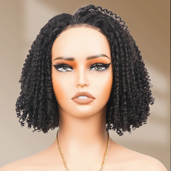 Colored wig with a side - swept bang for a sophisticated lookSunshine Chic Short Small Cut Curly Transparent Glueless Lace Bob Wigs Brazilian Human Hair Pre Plucked Hairline Nature Color -Amanda Hair