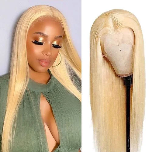 Adjustable - cap colored wig for a comfortable fitWavymy 613 Blonde Straight Lace Frontal Wig 13x4 Lace Frontal Wig