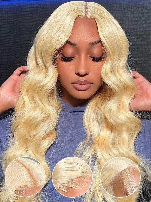 Adjustable - cap colored wig for a comfortable fitWavymy Blonde 613 Lace Wigs Body Wave 13x4 Lace Front Wigs Pre Plucked Frontal Wigs