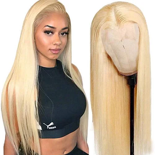 Human - hair colored wig for a natural and luxurious feelWavymy Blonde 613 Straight 4x4 Lace Wig Virgin Human Hair Lace closure Wig