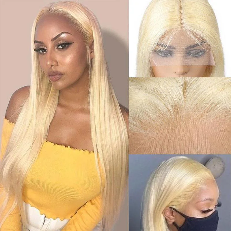 Colored wig with a curly texture for a bold and stylish choiceWavymy 613 Blonde Hair 13x6 HD Lace Front Straight Human Hair Wigs